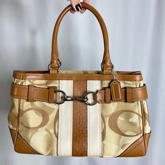 COACH | Medium Y2K Hampton Optic Signature Monogram Leather Shoulder Bag Tote - Picture 1 of 7